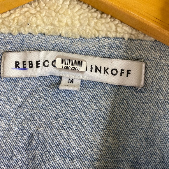Rebecca Minkoff Denim Studded Detail Sherpa Collar Jean Jacket Size M - Picture 7 of 10
